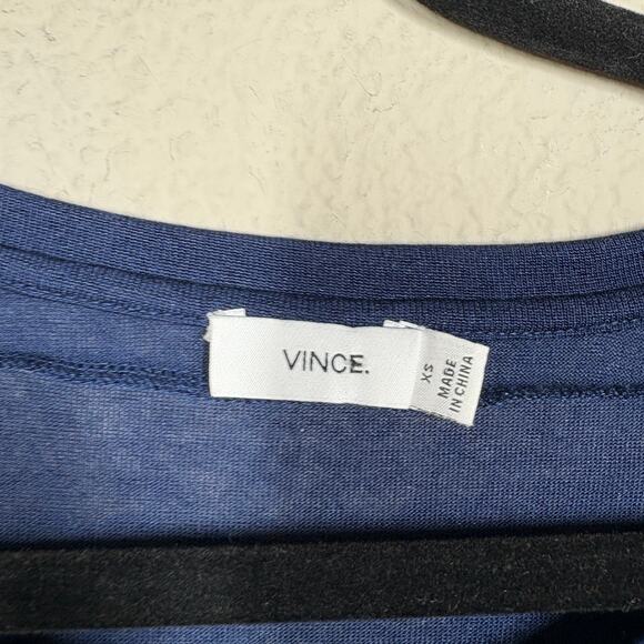 Vince Womens Size XS Boxy Crew Neck Top Blouse Navy Blue Pullover Circle Tee - Picture 4 of 7